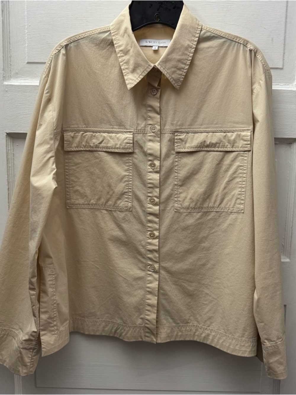 Saba Beige Button Up Utility Shirt Size 14 Minimalist Overshirt - Picture 3 of 8